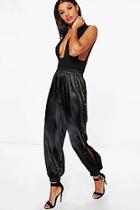 Boohoo Orianna Split Leg Satin Hareem Trousers