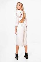 Boohoo Molly Open Back Embroidered Culotte Jumpsuit