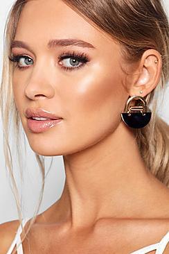 Boohoo Gold Contrast Geo Earrings