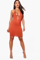 Boohoo Debbie Strappy Tie Neck Bodycon Dress
