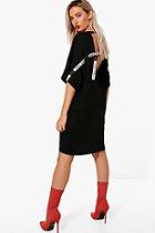 Boohoo V Neck Low Back Tape Detail T-shirt Dress