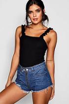Boohoo Ruffle Strap Square Neck Vest