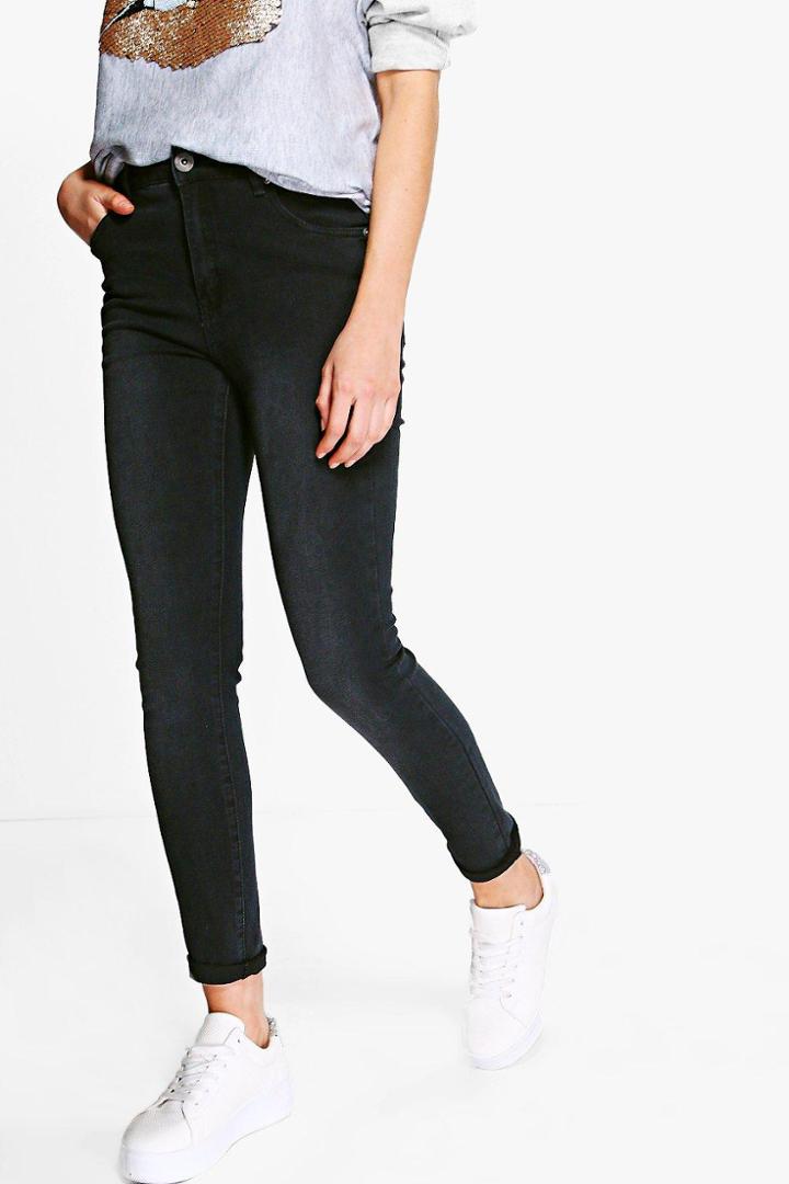 Boohoo Jessie High Rise Skinny Jeans Black