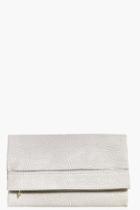 Boohoo Leah Zip Detail Fold Over Clutch Bag Grey