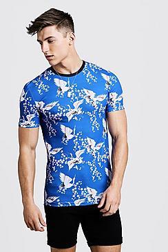Boohoo Muscle Fit T-shirt In All Over Print