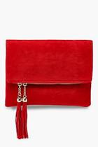 Boohoo Double Tassel Foldover Clutch With Chain