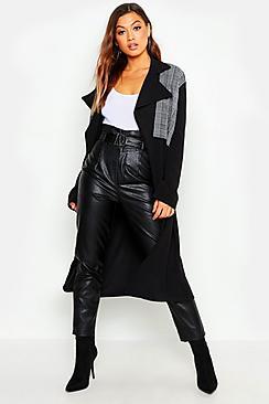 Boohoo Dogtooth Detail Duster Jacket