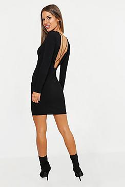 Boohoo Petite Cross Back Detail Rib Bodycon Dress