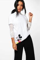 Boohoo Paige Mickey Mouse Hem Print T-shirt White