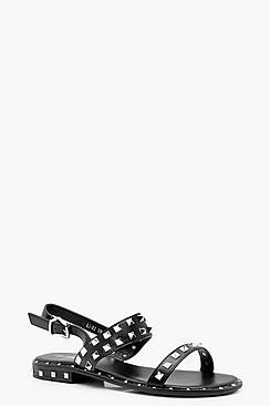 Boohoo Emily Studded Two Strap Sandals