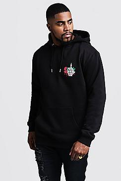 Boohoo Big And Tall Man Script Skeleton Print Hoodie