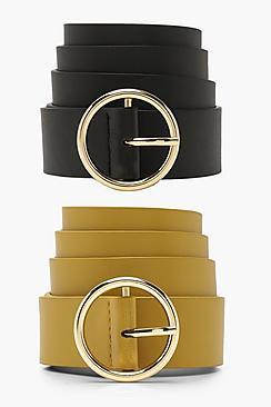 Boohoo 2pk Circle Buckle Belt
