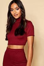 Boohoo Petite Jumbo Rib Polo Crop