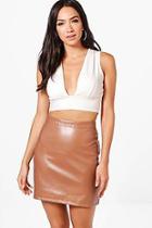 Boohoo Scarlett A Line Leather Look Mini Skirt