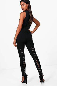 Boohoo Jessie Premium Lace Up Back Leggings