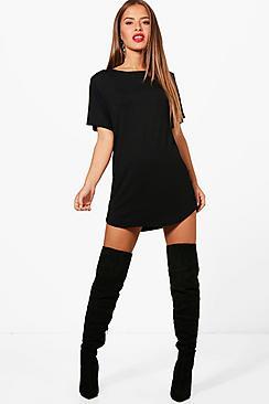 Boohoo Petite Curved Hem T-shirt Dress
