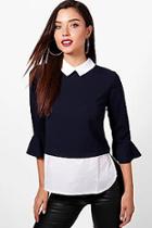 Boohoo Mock Shirt 2 In 1 Top