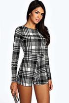 Boohoo Lousia Monocheck Clean Line Playsuit