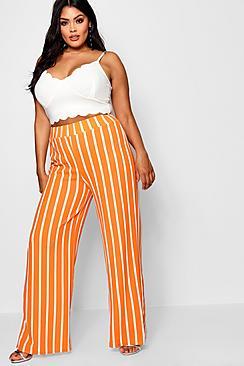 Boohoo Plus Blair Stripe Wide Leg Trouser