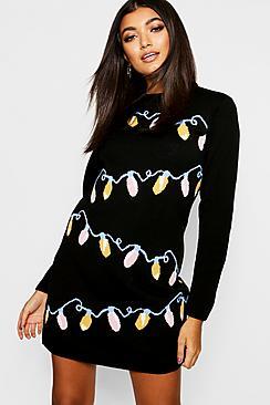 Boohoo Christmas Lights Jumper Dress