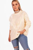 Boohoo Plus Hari Fur Trim Oversized Jumper