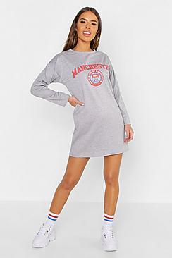 Boohoo Petite Manchester Slogan Sweat Dress