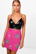 Boohoo Ellie Star Embellished Woven Mini Skirt