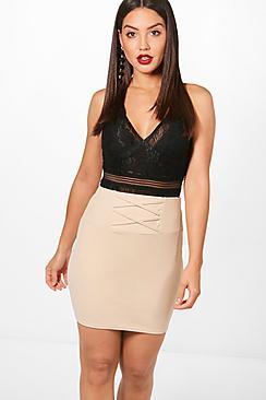 Boohoo Petra Corset Detail Crepe Mini Skirt