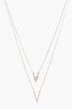 Boohoo Ella Simple Chevron Layered Skinny Necklace