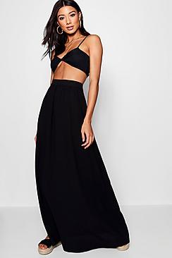 Boohoo Lauren Woven Floor Sweeping Maxi Skirt
