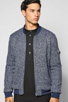 Boohoo Smart Flecked Ma1 Bomber With Sleeve Zip Navy
