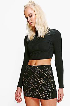 Boohoo Hollie Embellished Mini Skirt