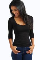 Boohoo Jenny Sweetheart Neck Longline Top Black