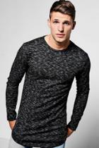 Boohoo Long Sleeve Space Dye Rib Knit Jumper Black