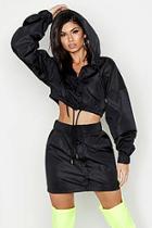Boohoo Hooded Button Through Track Jacket