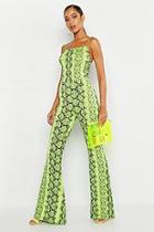 Boohoo Neon Snake Flare Jumpsuit