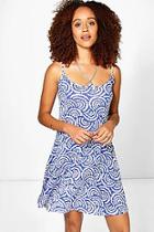 Boohoo Kiki Tile Printed Swing Dress