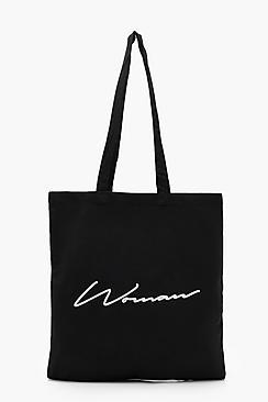 Boohoo Kirsten Woman Script Canvas Shopper