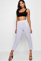 Boohoo Rebecca Tapered Linen Pinstripe Trouser