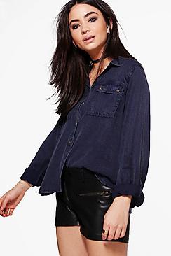 Boohoo Alicia Pocket Front Shirt