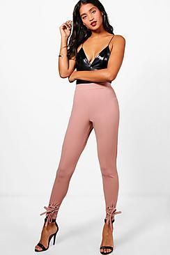 Boohoo Large Eyelet Scuba Crepe Skinny Trousers