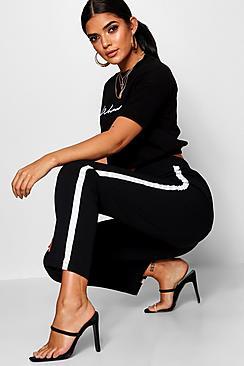 Boohoo Faye Side Stripe Woven Tapered Sports Trouser