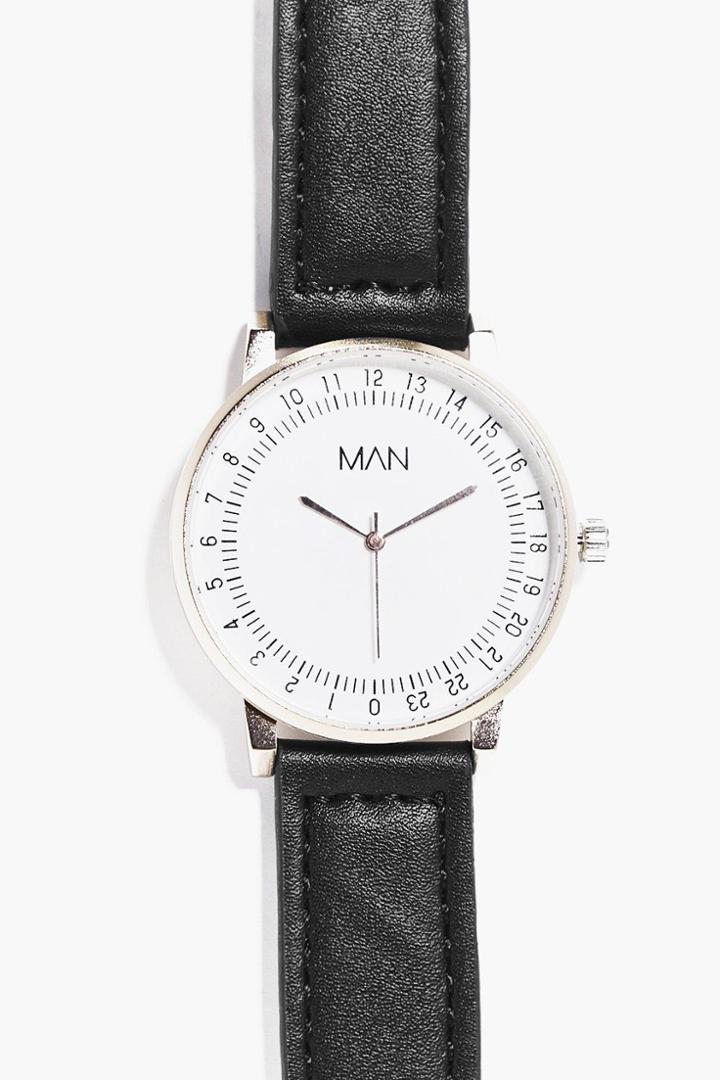 Boohoo Minimalist Circular Watch With Pu Strap Black