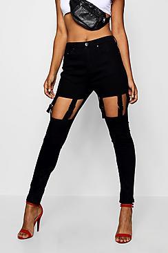 Boohoo Suspender High Waist Skinny Jeans