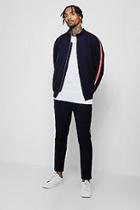 Boohoo Crepe Smart Bomber Tracksuit With Taping