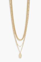 Boohoo Triple Layer Textured Chain Necklace