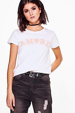 Boohoo Melissa Amore Slogan Tee