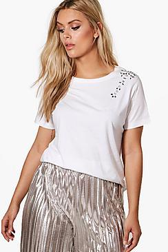 Boohoo Plus Becca Embellished T-shirt
