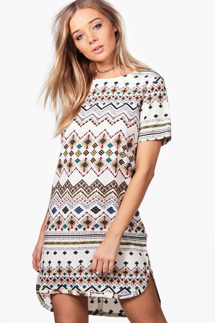 Boohoo Fran Printed Shift Dress Multi