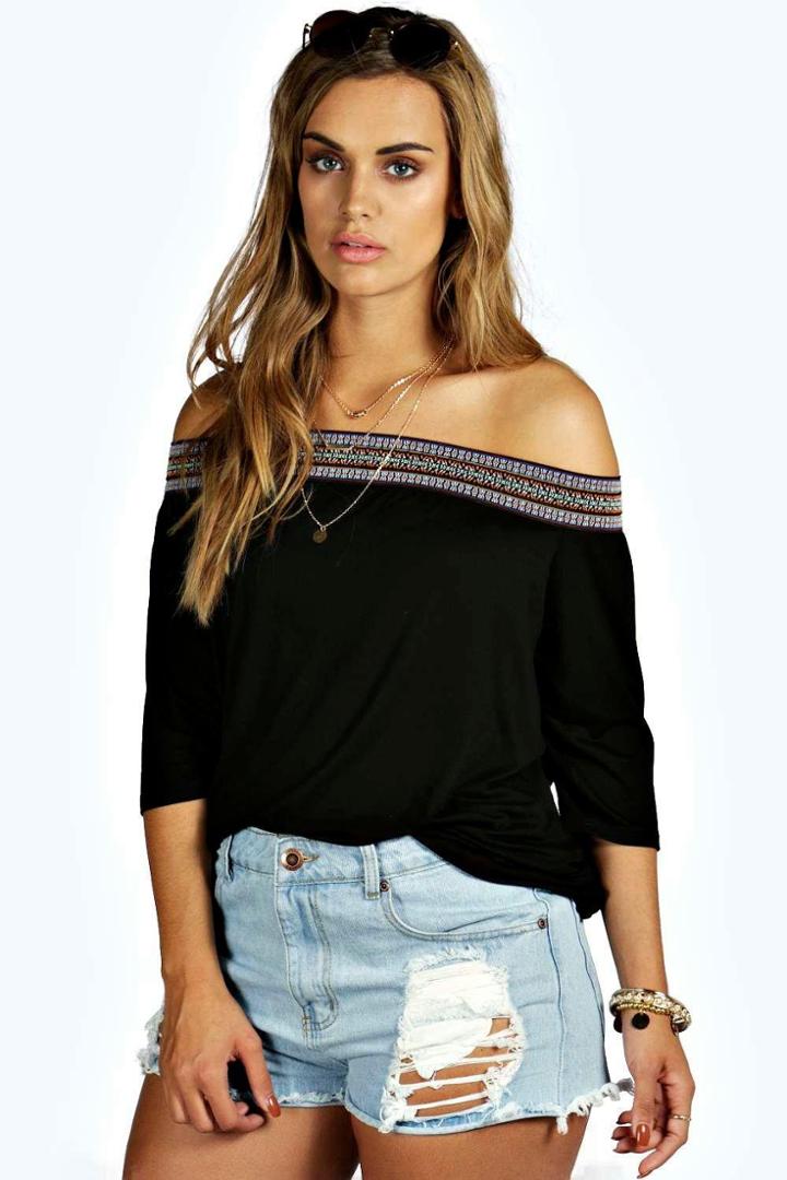 Boohoo Ebony Ripped Denim Shorts Blue